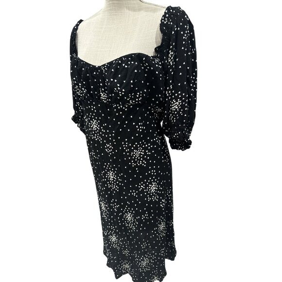 Anthropologie Black With White Hearts Sweetheart Dress L - Picture 2 of 9